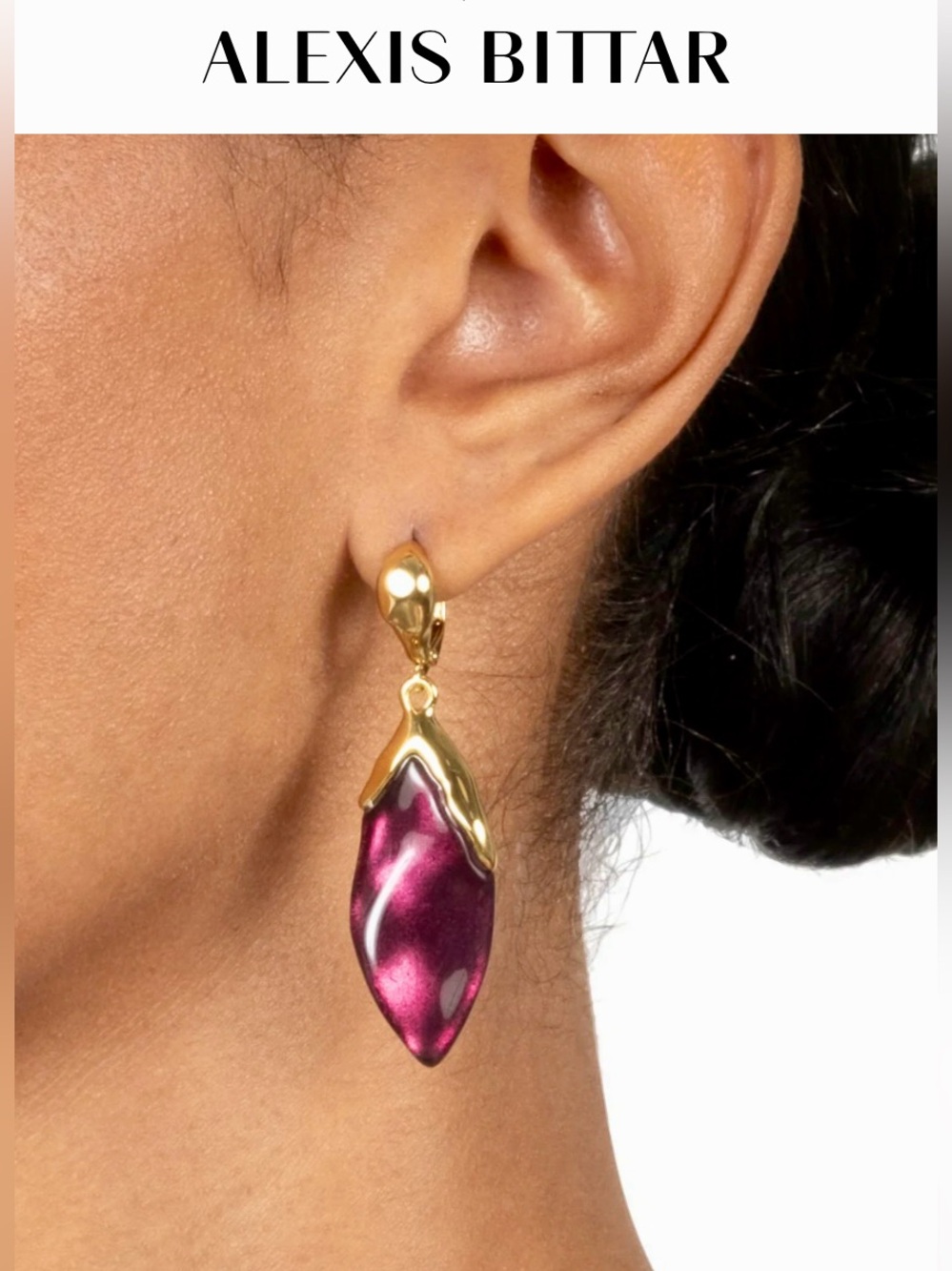 Alexis Bittar Lucite Petal Leverback Earrings - Black Cherry (NWT)